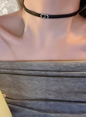 真皮呀纯欲字母项链小众设计