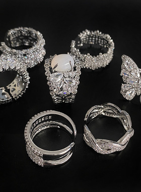 精致重工满钻锆石宽戒轻奢闪钻