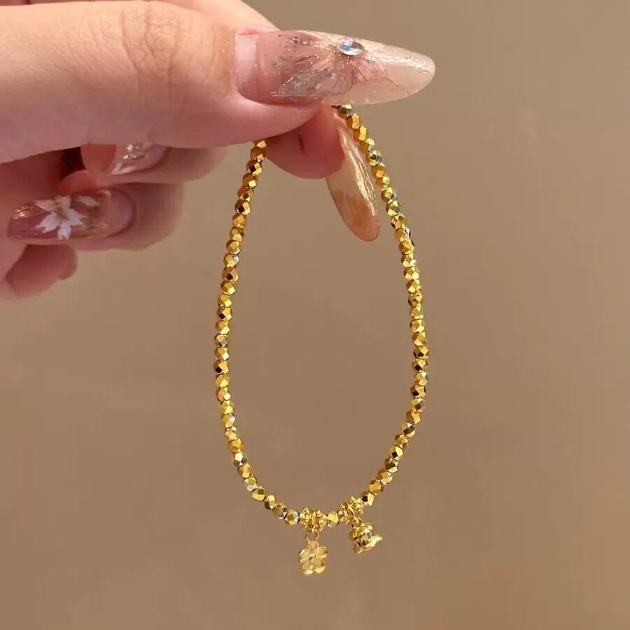 碎金几两黄金爆闪铃兰花蹦迪手链