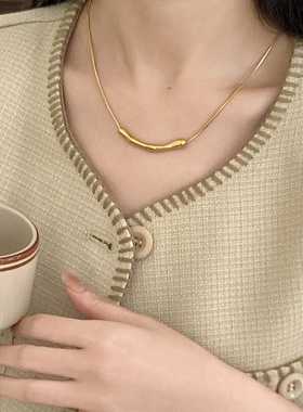 钛钢不规则褶皱项链女春夏小众