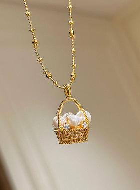 小红书爆款魔链珍珠小花篮项链