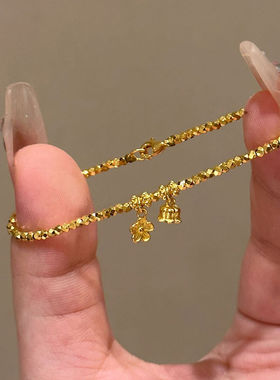 新款碎金子花朵圆珠蹦迪手链小众