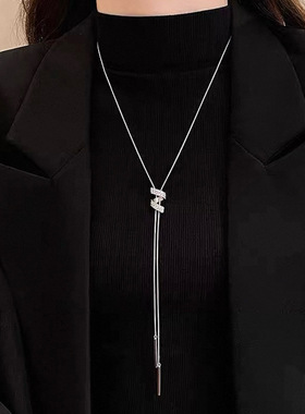 满钻螺旋可调节抽拉长款项链女