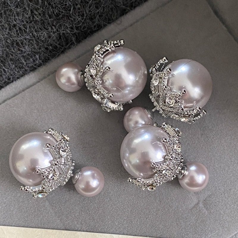曼塔玫瑰珍珠耳钉前后两戴镂空