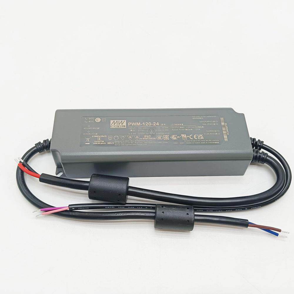 明纬LED开关电源PWM-120-12/24 120W 输出IP67防水DA2调光36/48