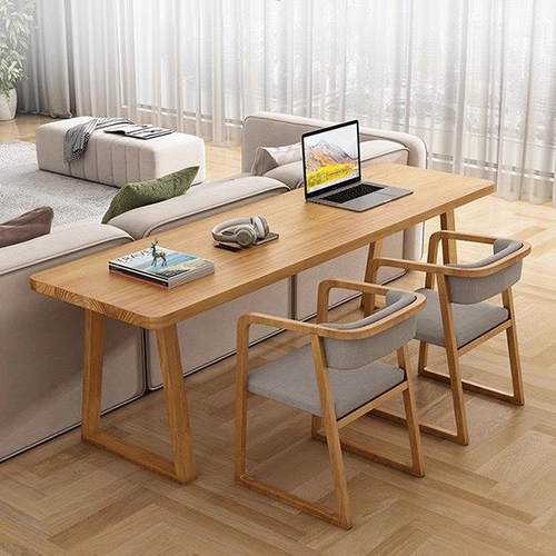 简约现代全实木电脑桌家用台式办公书桌小户型原木窄长条桌学习桌
