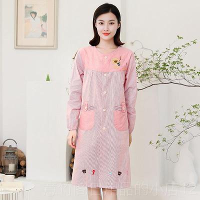 正品围裙家用厨房罩长纯棉时尚成人防水防油做饭袖衣工作服可定爱