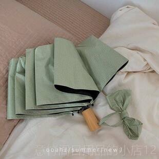 正品｜青瓜气泡水清凉一夏 高防晒晴雨两用伞格 子胶黑太阳伞防紫