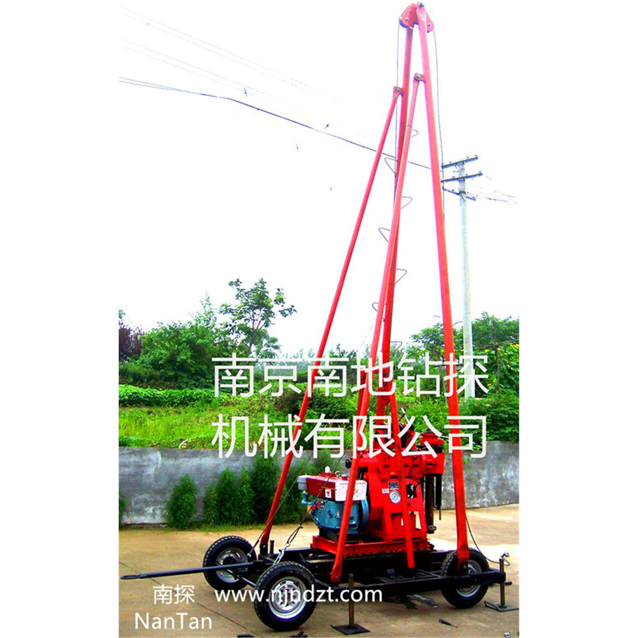 T4-SJ-4牌200米以钻机四轮,拖挂底座四角架人字形及钻塔拖下挂钻