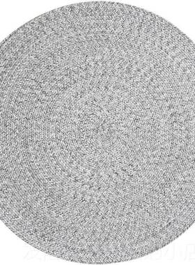 高档形棉麻地毯灰色工编织圆手客厅茶几毯北欧简约书卧室房茶室圆