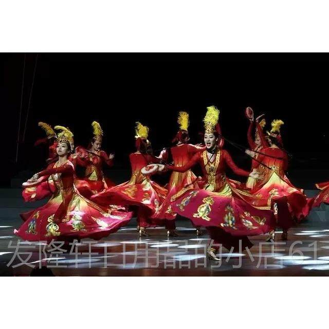 高档榴红了演出服成儿童绣人石榴花开衣服全套鞋子花手鼓舞蹈服道