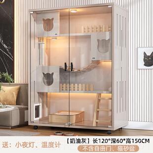 高档实由木猫笼子家用猫窝室内超大自间猫舍柜猫咪空房猫子猫屋猫