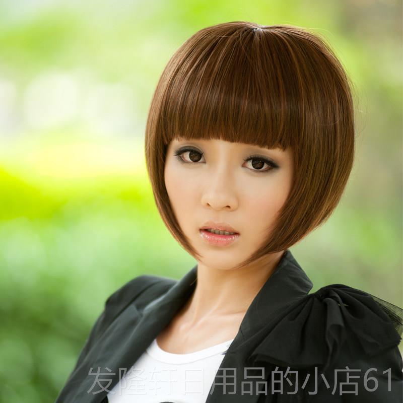 高档女短假发鲍英俊人流行时尚蓬松勃孩的全刘海全头饰流行的新工