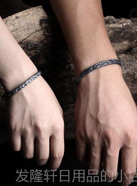 高档购产品“黑色战士”925纯银手炼的人男人，覆时尚的手炼，黑