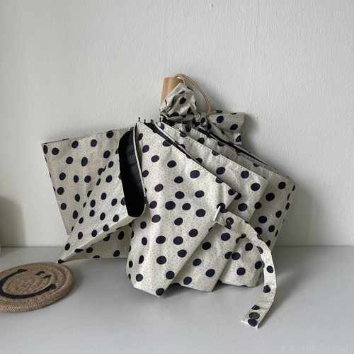 高档mso日h系文艺小清伞新波动点复古折叠自学生便携轻量木柄太阳