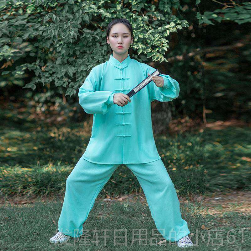 高档儿术童武服装练童功服男太极拳演出服棉麻秋长袖女童夏春季中
