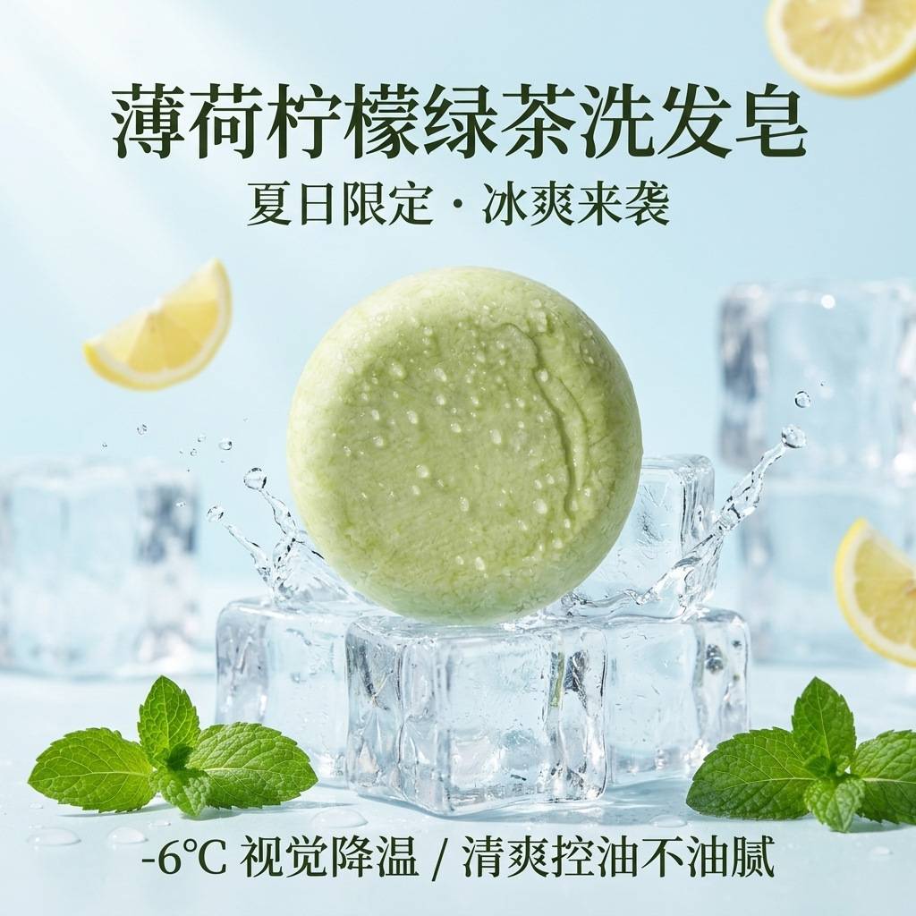 薄荷柠檬绿茶手工洗发皂｜天然