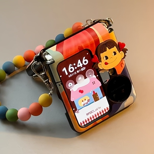 适用OPPOfindN3Flip手机壳新款华为pocket2不二女孩P50pocket s中轴全包vivoX油画涂鸦n2flip外壳nova Flip s