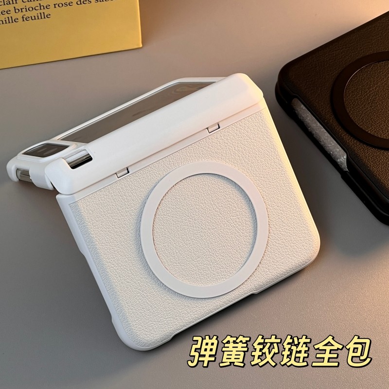 适用华为Pura X手机壳中轴弹簧铰链purax壳膜一体全包小米mixflip2保护壳新款防摔磁吸支架高级简约黑个性