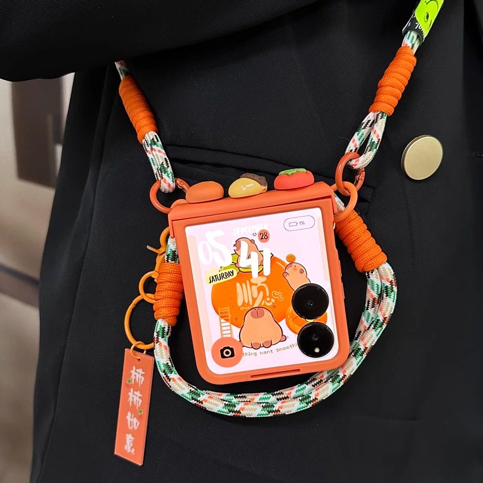 适用荣耀MagicVFlip手机壳华为Purax折叠屏小米MixFlip2壳膜一体三星Galaxyzflip7/6/5FE中轴全包挂绳pocket2