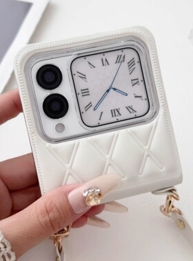 适用华为novaflip手机壳手提折叠屏波浪纹外壳noveflip铰链全包navo带手绳nova filp s腕带泡压菱格纹新款女