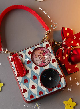 适用华为pocket2手机壳p50pockets新款novaflip s折叠屏保护壳手机套折叠保护壳全包超薄外壳手提红色爱心