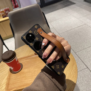 适用于华为p50pocket手机壳pocket2保护套折叠屏华为pockets保护外壳斜跨挂绳腕带四叶草皮质耐脏防摔