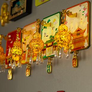 杭州灵隐寺普陀山五台山文创发光金属冰箱贴夜光磁吸博物馆纪念品
