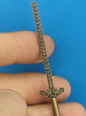 黄铜一体五帝钱铜钱剑养剑葫芦剑来雷击手工山鬼花钱随身挂件摆件