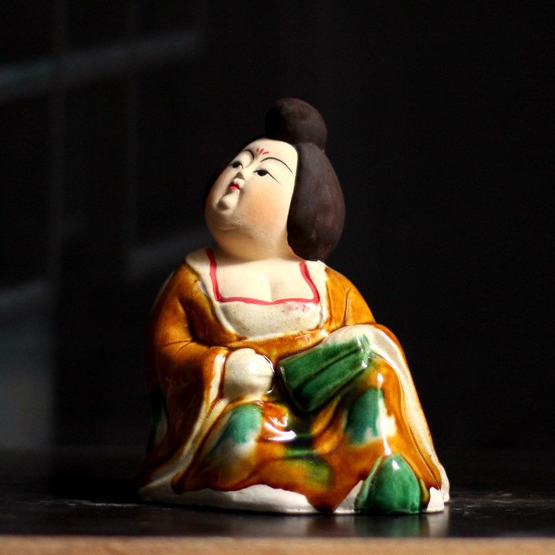 陶瓷小摆件唐代人物仕女胖妮中式家居办公桌复古风国朝工艺品