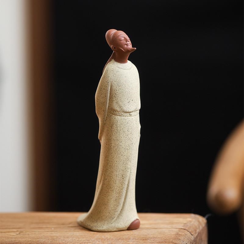 精品陶瓷仕女古典风人物小饰品青瓷侍女茶宠茶玩现代家居中式摆件