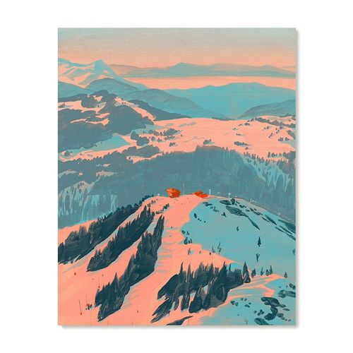 【特惠捡漏】插画Yukiko Noritake复刻艺术版画雪山风景装饰画芯