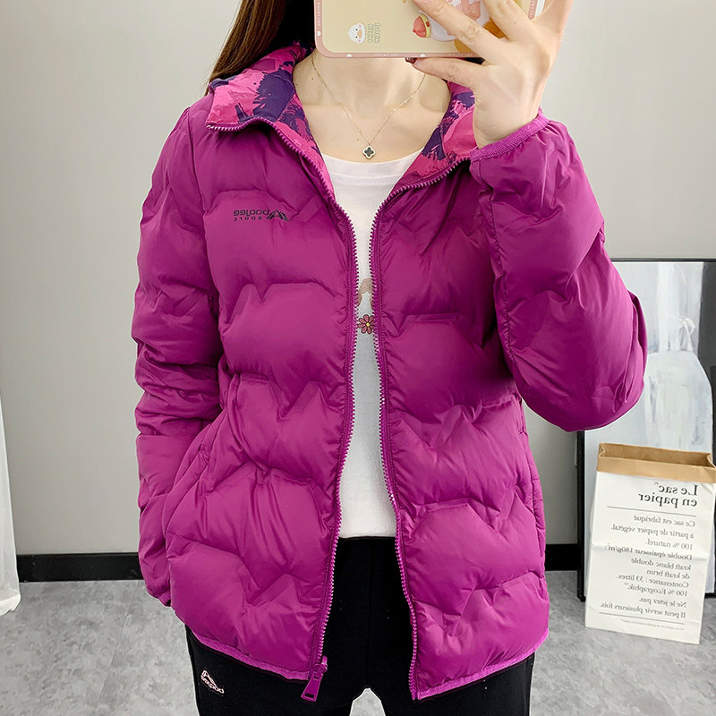 2022新款羽绒棉服女双面穿短款棉袄外套女时尚中年妈妈装加厚棉衣