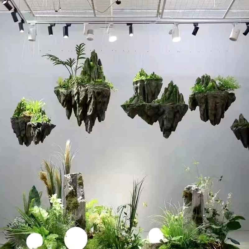 天空之城仿真泡沫悬挂石头室内软装造景悬浮石装饰酒橱窗假山吊饰