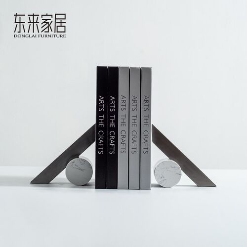 东来家居现代客厅展示柜酒柜装饰摆设创意几何大理石书档书靠摆设