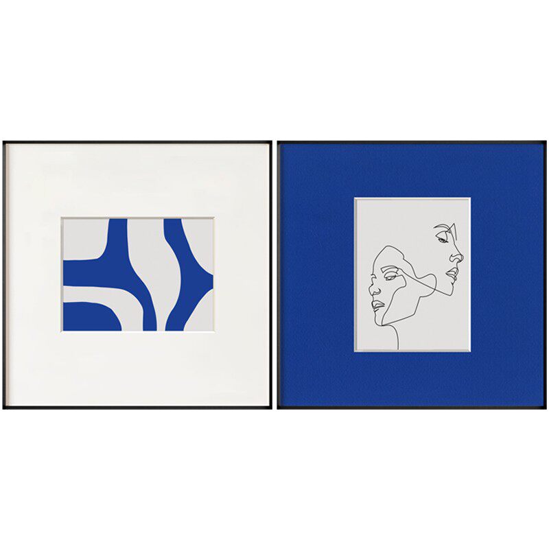 心里的影子 现代简约蓝色抽象线条人物挂画客厅装饰画沙发壁画