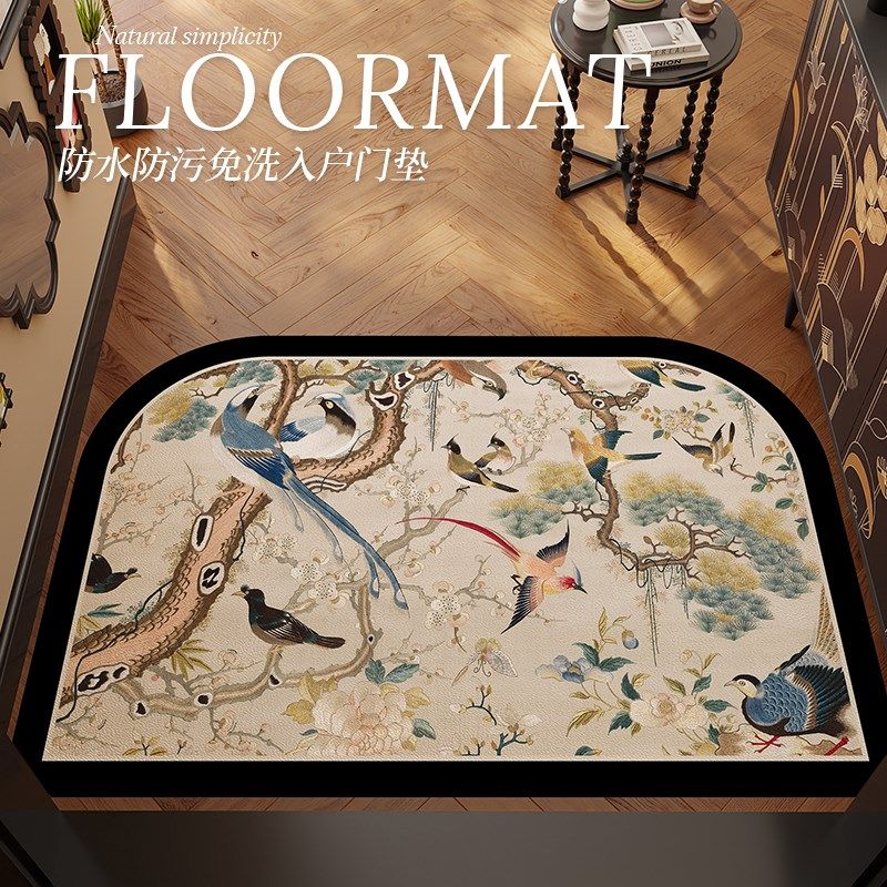 圆角法式复古入户门地垫耐脏可擦免洗pvc花鸟鱼虫进门地毯门口垫,居家布艺,入户地垫,淘宝优惠券,粉丝福利购,淘宝优惠卷