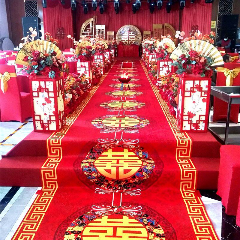 一次性地毯红色婚庆结婚用婚礼新婚楼梯门口布置舞台喜庆结婚庆典