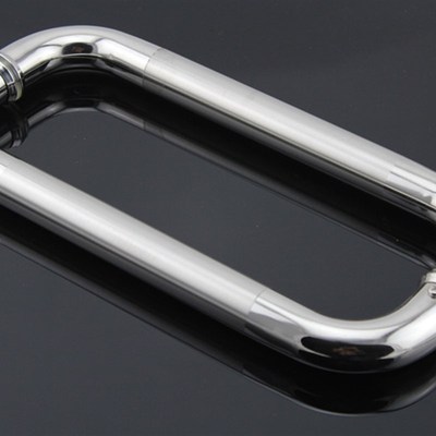 304不锈钢办公室玻璃推拉门把手25管孔距275MM对装O型淋浴房拉手