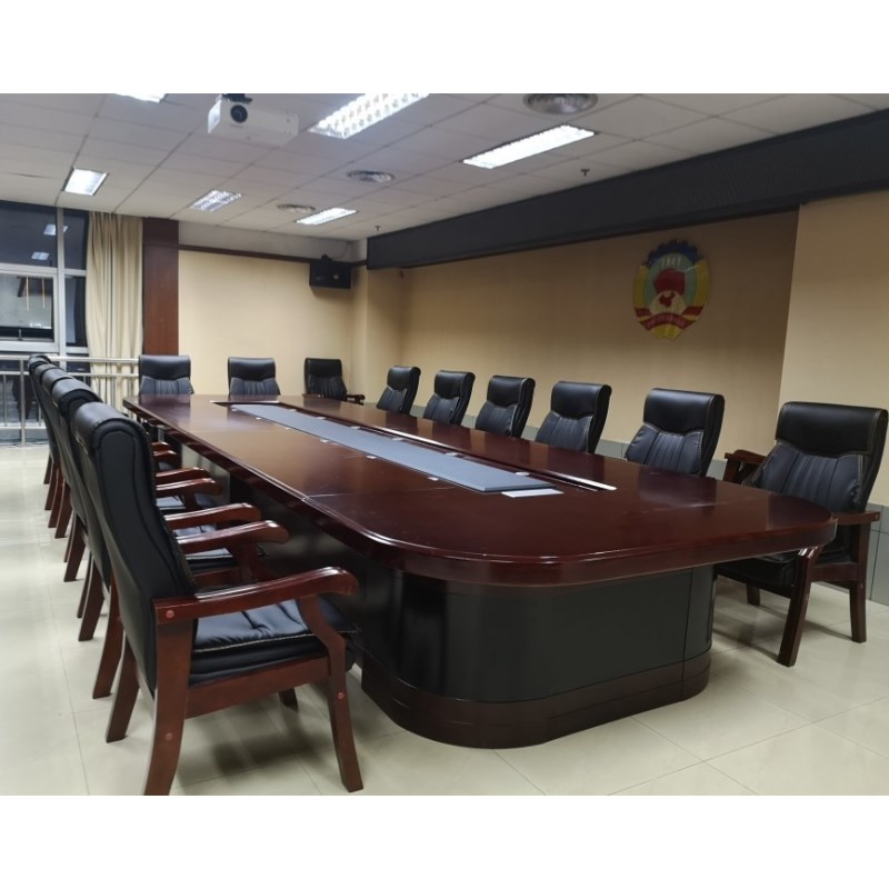 大型会议桌长桌会议室椭圆形条形桌实木皮烤漆高档开会桌培训桌