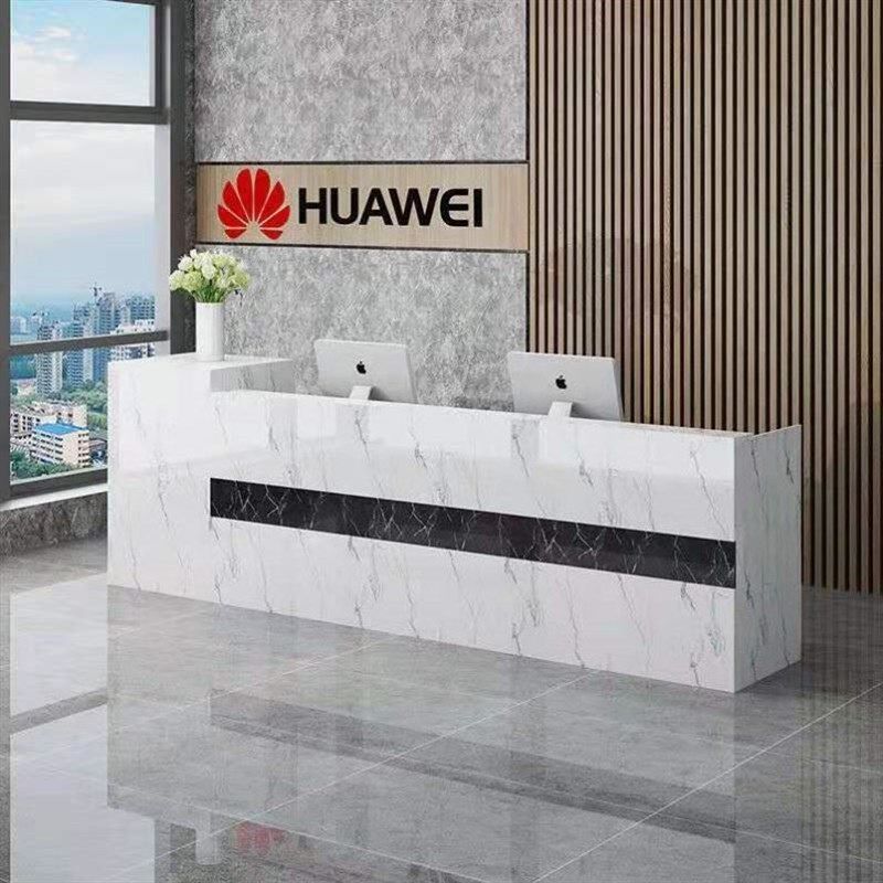 收银台前台接待台新款公司烤漆办公桌咨询台现代简约转角吧台大气