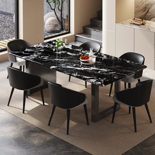 极简大理石餐桌椅组合高级感天然超晶石奢石长方形微晶石餐桌家用