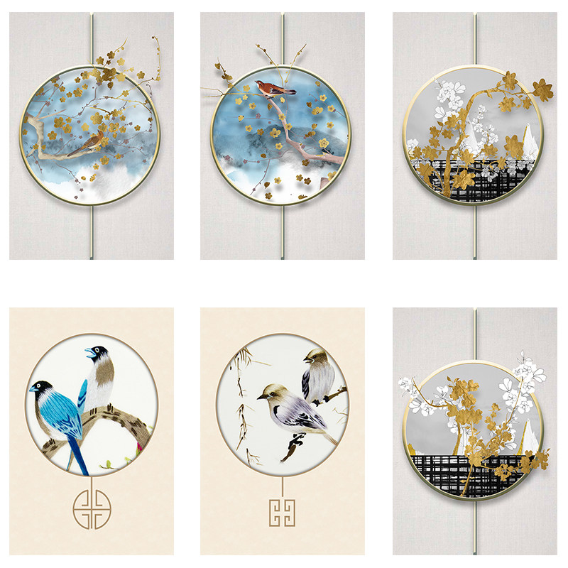 客厅室内花鸟圆形玄关屏风画餐厅墙画喷绘打印壁画墙布自粘布画,家居饰品,现代装饰画,淘宝优惠券,粉丝福利购,淘宝优惠卷