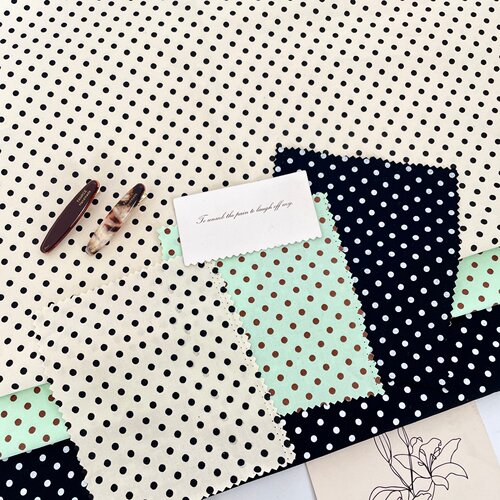 薄荷绿小波点布料清新复古风春夏连衣裙半身裙布料手工diy发饰