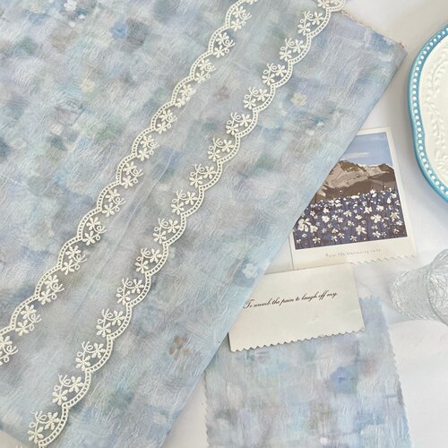 森系蓝调碎花天丝软糯垂顺面料
