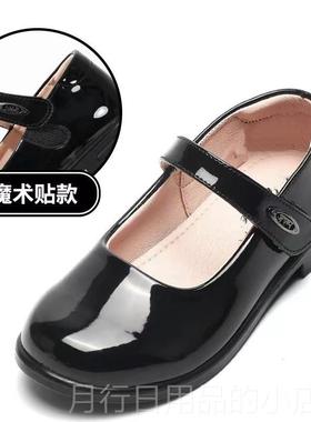 正品真皮女童黑色皮鞋表演大出鞋春秋童白儿童公主软底色伦小学生