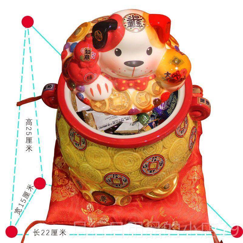 正品福糖缘大嘴陶瓷招财猫果饼干客罐创意家居厅件乔迁摆礼物年货