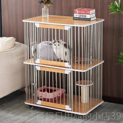 正品猫笼猫房别墅猫柜木质子不锈间钢家用室内豪华双层空猫舍猫屋