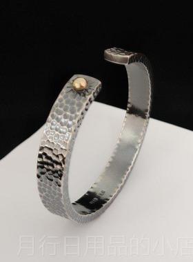 正品古董旧平锤印刷锤工标9志9纯银手炼手原纯银手版炼丽江雪花银