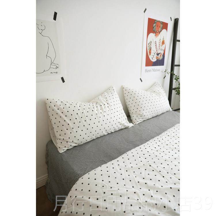 正品蜗牛塔 黑白点波四件套 纯棉全床床品床上三件棉套单被套